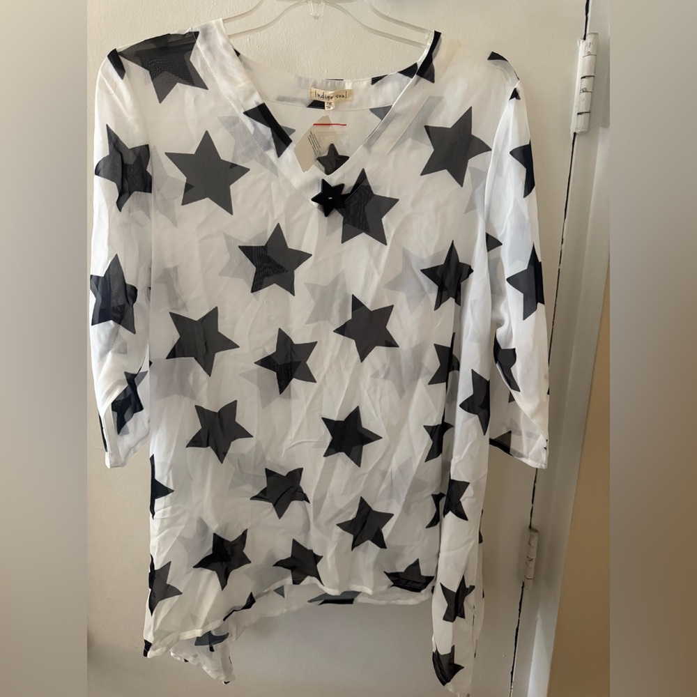 Women’s Indigo Soul Star Blouse Shirt Size 2xl